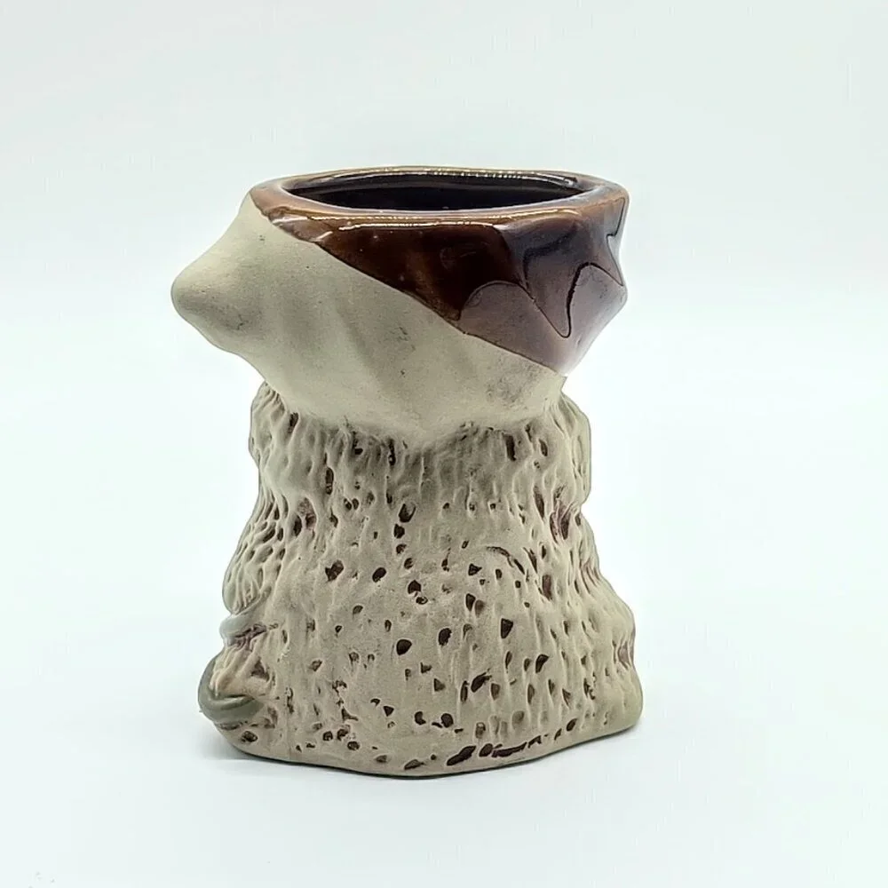 Brown Tan Glazed Pottery Fish Vase Planter